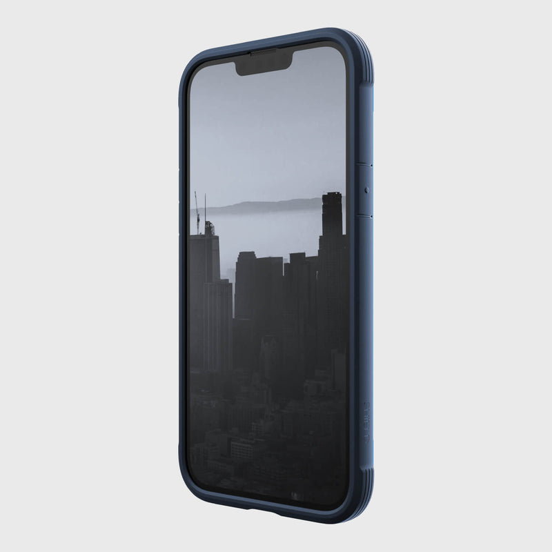 A durable blue Raptic iPhone 14 Plus Case - Shield with drop protection.