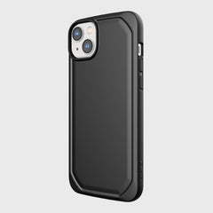 The back view of the black iPhone 14 Plus Forsted Case - Raptic Slim, highlighting its environmentally friendly and recyclable materials.
