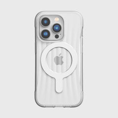 A pocket-friendly Raptic iPhone 14 Pro Case ~ Clutch MagSafe with a magnifying glass on it, offering military-grade drop protection.