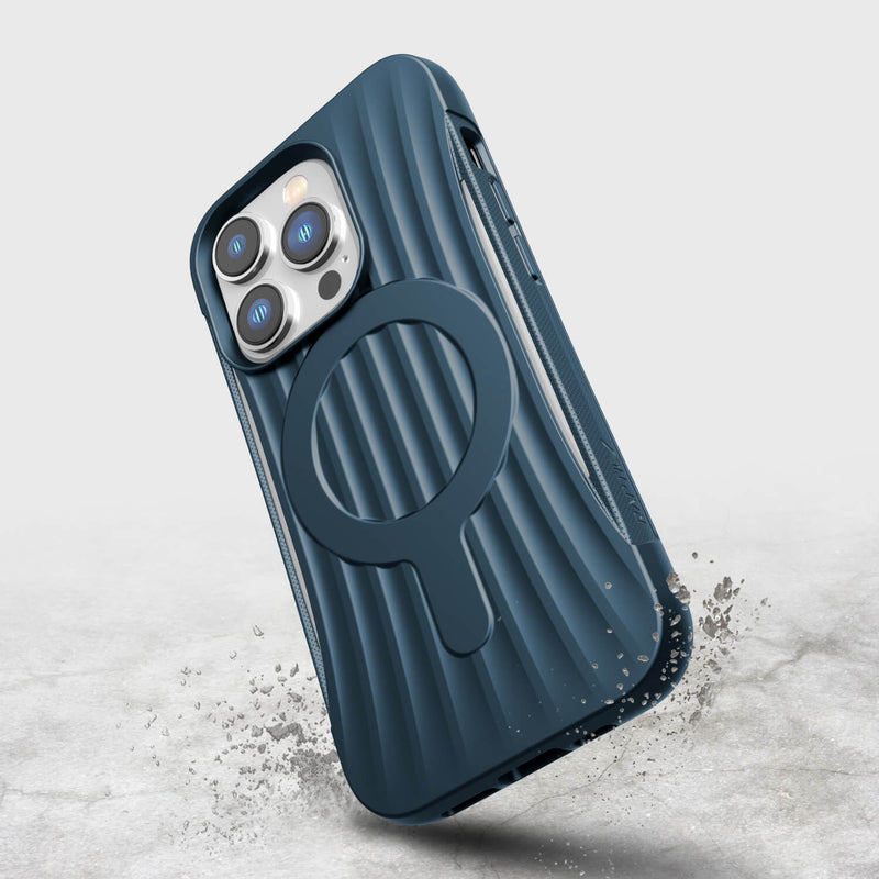 The blue Raptic iPhone 14 Pro Clutch MagSafe case offers a pocket-friendly design.