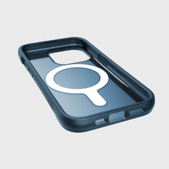 The back of a Raptic iPhone 14 Pro Case with Clutch MagSafe and a magnifying glass.