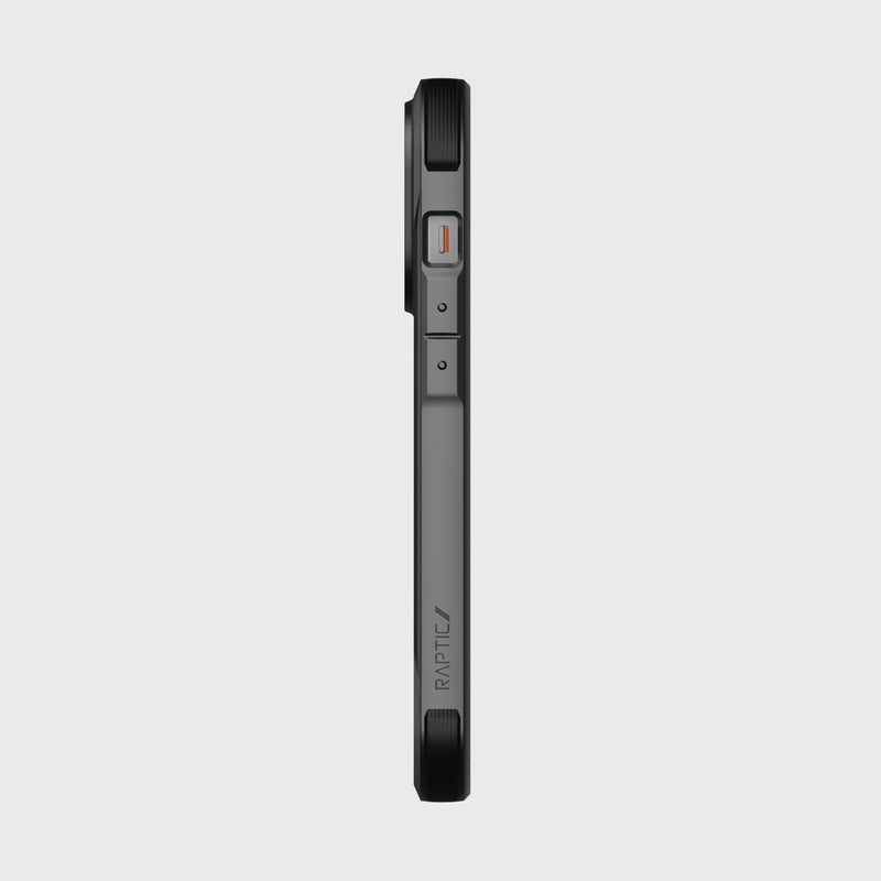 A black iPhone 14 Pro Case - Fort Built for MagSafe by Raptic with Military Grade Drop Protection.