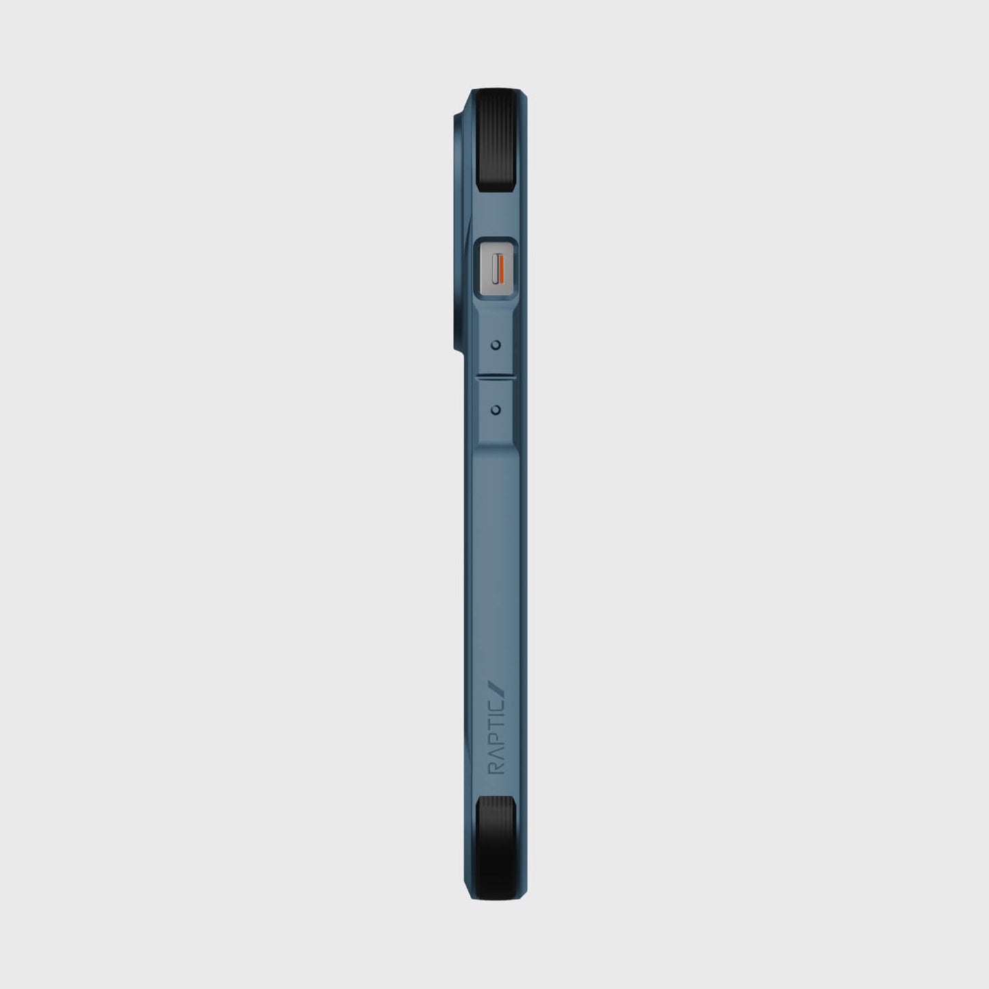 The back view of a blue Raptic iPhone 14 Pro Case - Fort Built for MagSafe with enhanced grip on a white background.