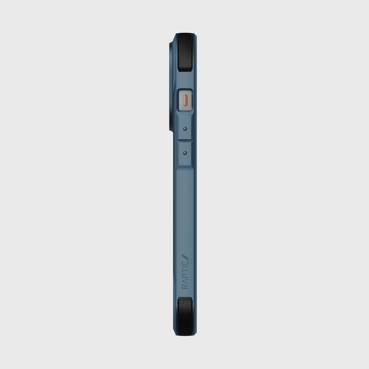 The back view of a blue Raptic iPhone 14 Pro Case - Fort Built for MagSafe with enhanced grip on a white background.