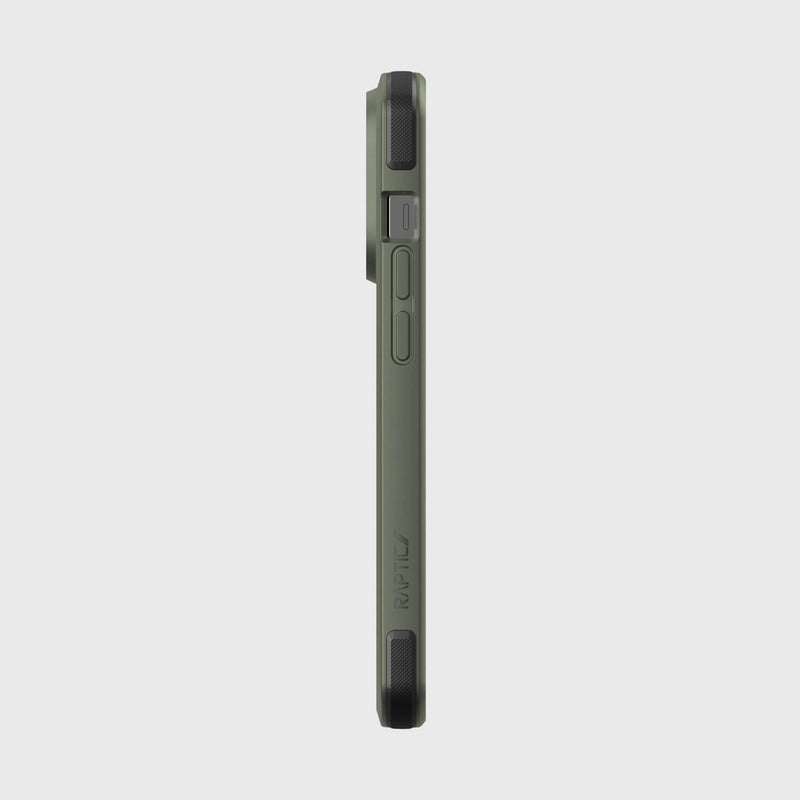 The back view of an iPhone 14 Pro Case by Raptic, a secure built for MagSafe case, on a white background.
