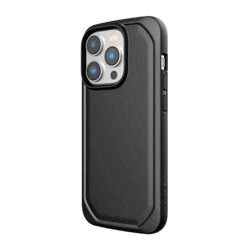 The back of the black iPhone 14 Pro Case - Raptic Slim & Sleek showcases its slim design and recyclable material.