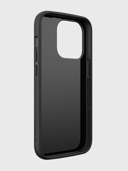 Raptic iPhone 14 Pro case in black offers texturing depth and is slim, making it the ideal recyclable case.
