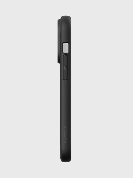 The recyclable iPhone 14 Pro Case - Raptic Slim & Sleek captures Slim's 3 levels of texturing depth from the back view on a white background.