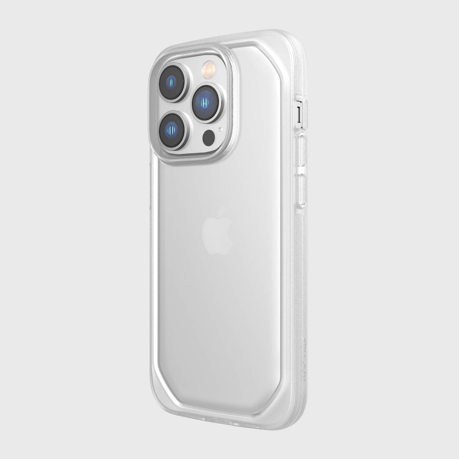 The back of the Raptic Slim & Sleek iPhone 14 Pro Case is shown in white, with Slim's 3 levels of texturing depth.