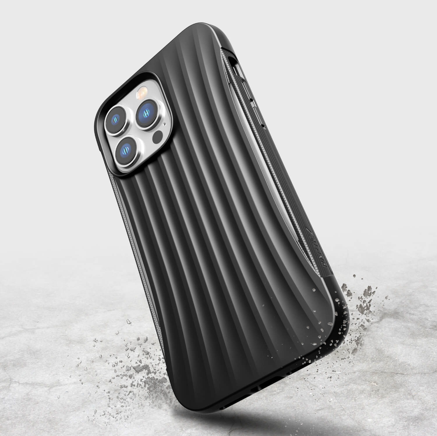 A pocket-friendly, black biodegradable iPhone 14/15 Pro Max Case ~ Clutch with drop protection for the iPhone 11 Pro by Raptic.