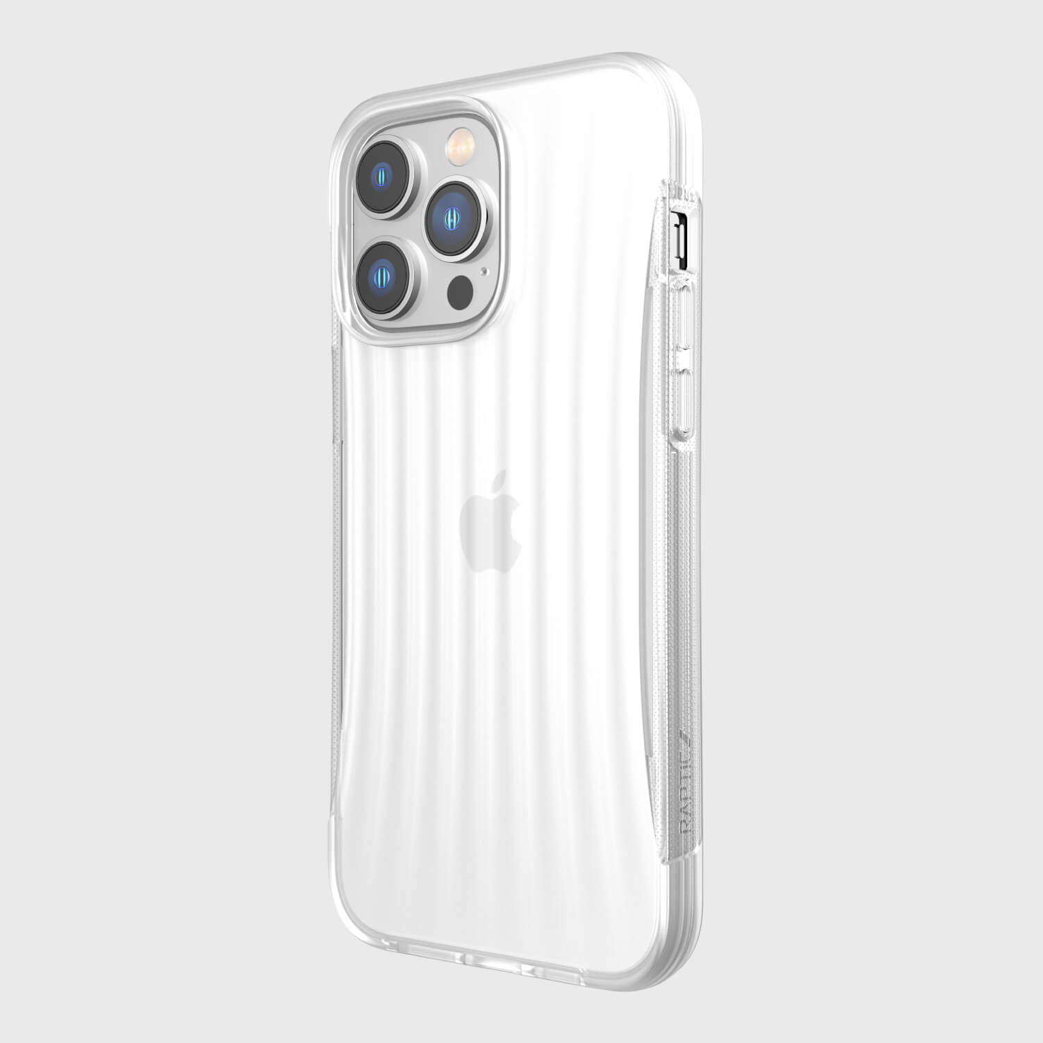The back view of a pocket-friendly and drop protection iPhone 14/15 Pro Max Case ~ Clutch by Raptic in white.