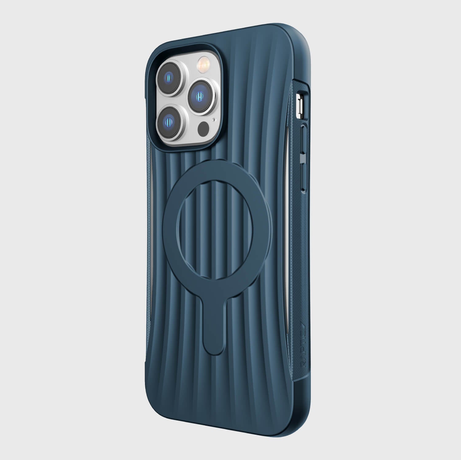 A blue iPhone 14/15 Pro Max Case ~ Clutch MagSafe by Raptic with a sleek pocket-friendly design.