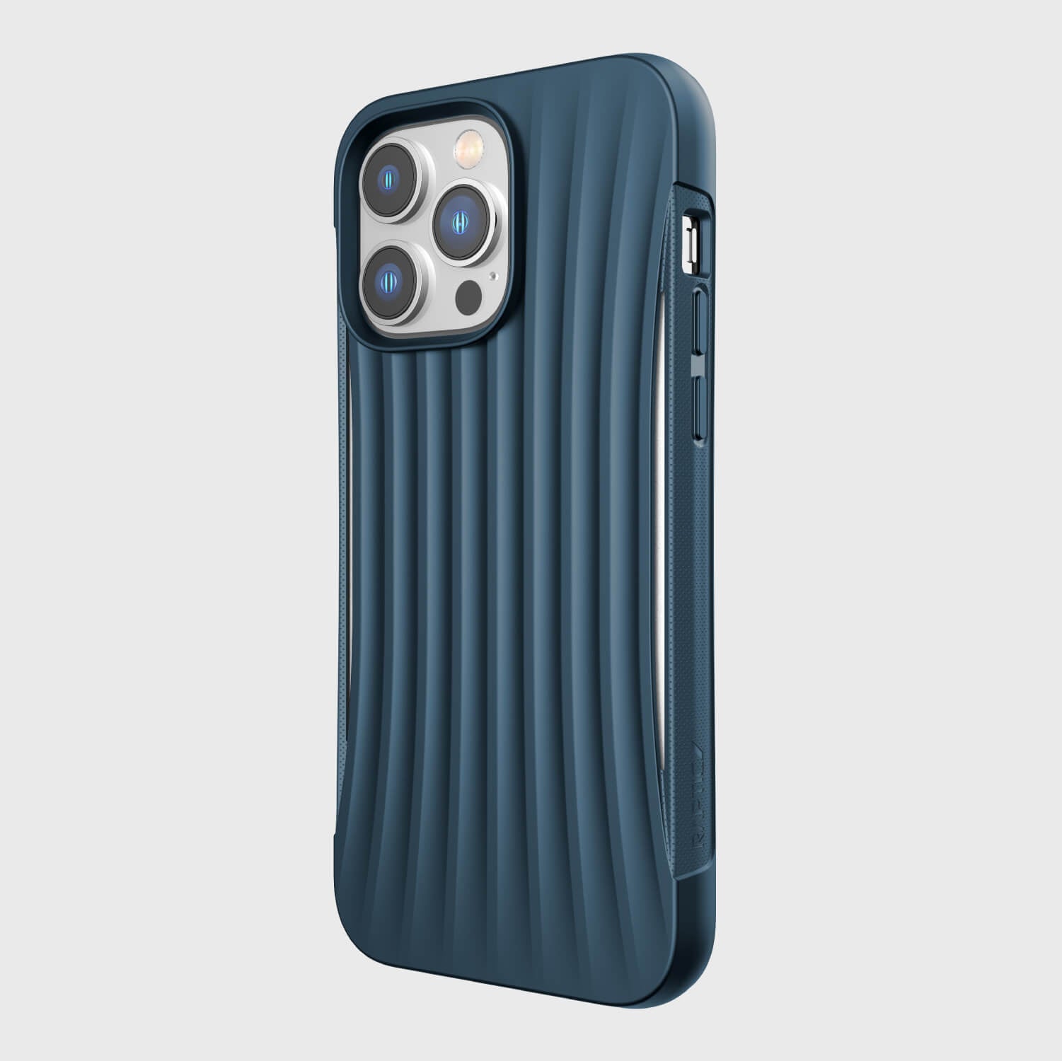 A pocket-friendly, biodegradable iPhone 14/15 Pro Max Case ~ Clutch in blue with drop protection by Raptic.