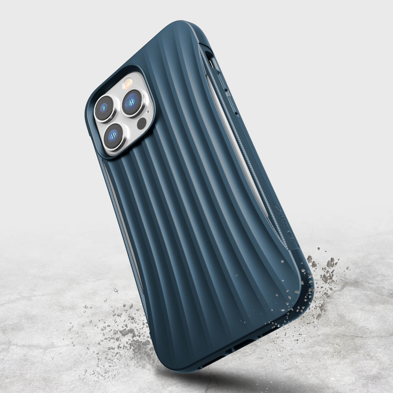 The biodegradable blue iPhone 14/15 Pro Max Case ~ Clutch by Raptic provides drop protection.