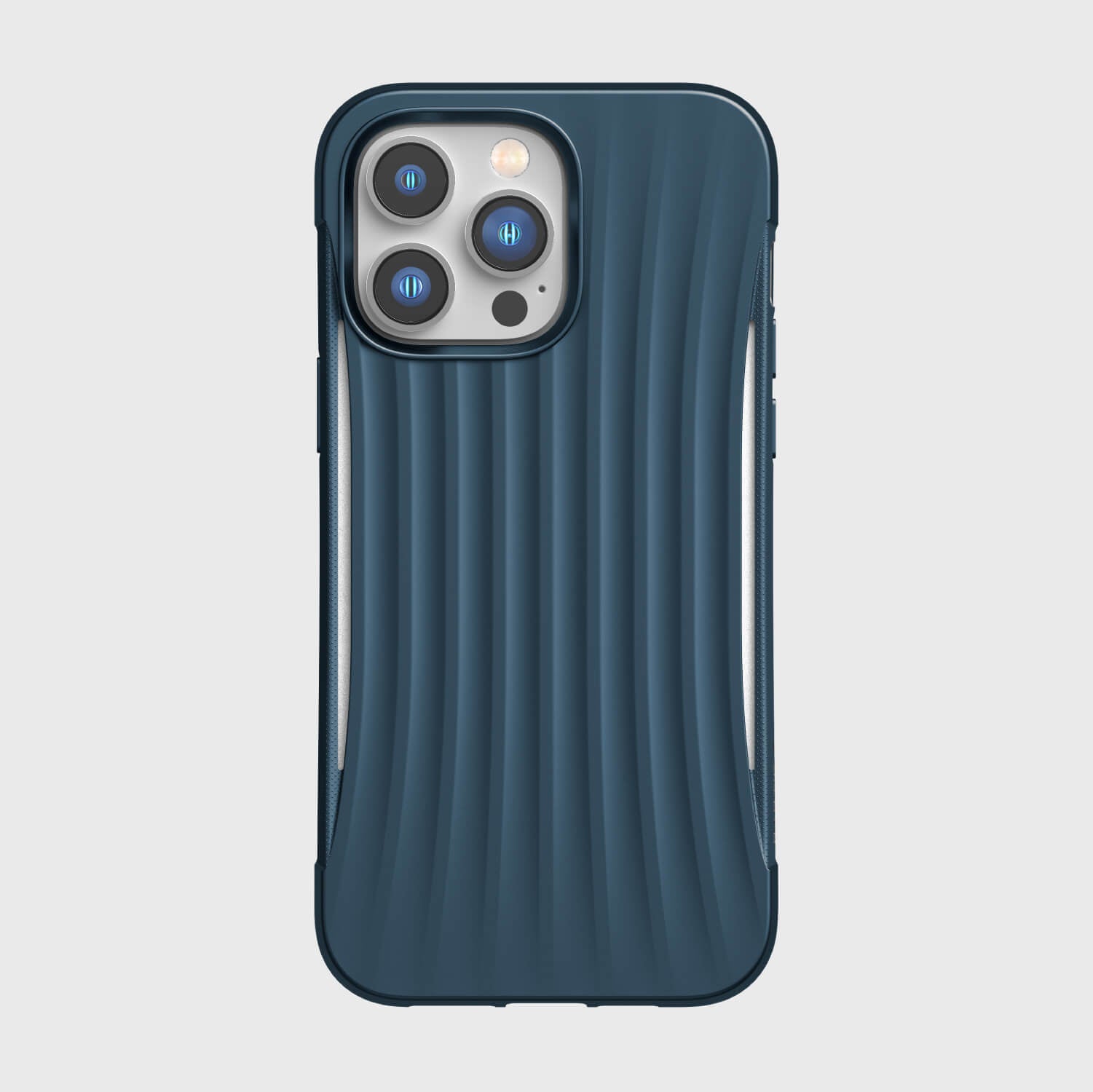 The biodegradable iPhone 14/15 Pro Max Case ~ Clutch, by Raptic, is shown in blue.