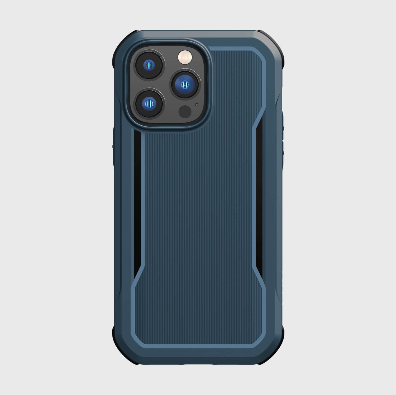 A Raptic iPhone 14/15 Pro Max case in blue with military-grade drop protection.