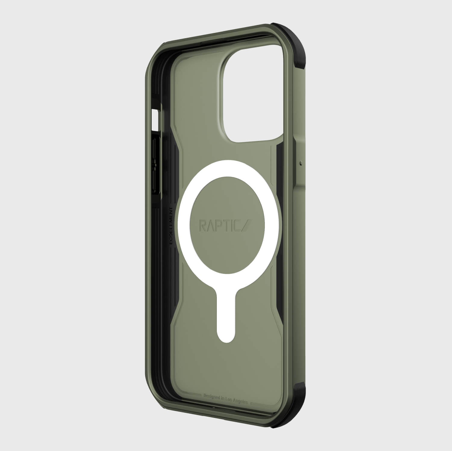 Raptic MagSafe Otterbox iPhone 14/15 Pro Max case in olive green, offering military-grade drop protection.