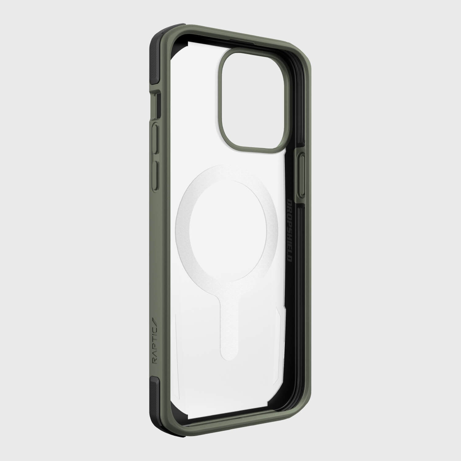 Raptic iPhone 14/15 Pro Max case ~ olive green with drop protection - Secure built for MagSafe.