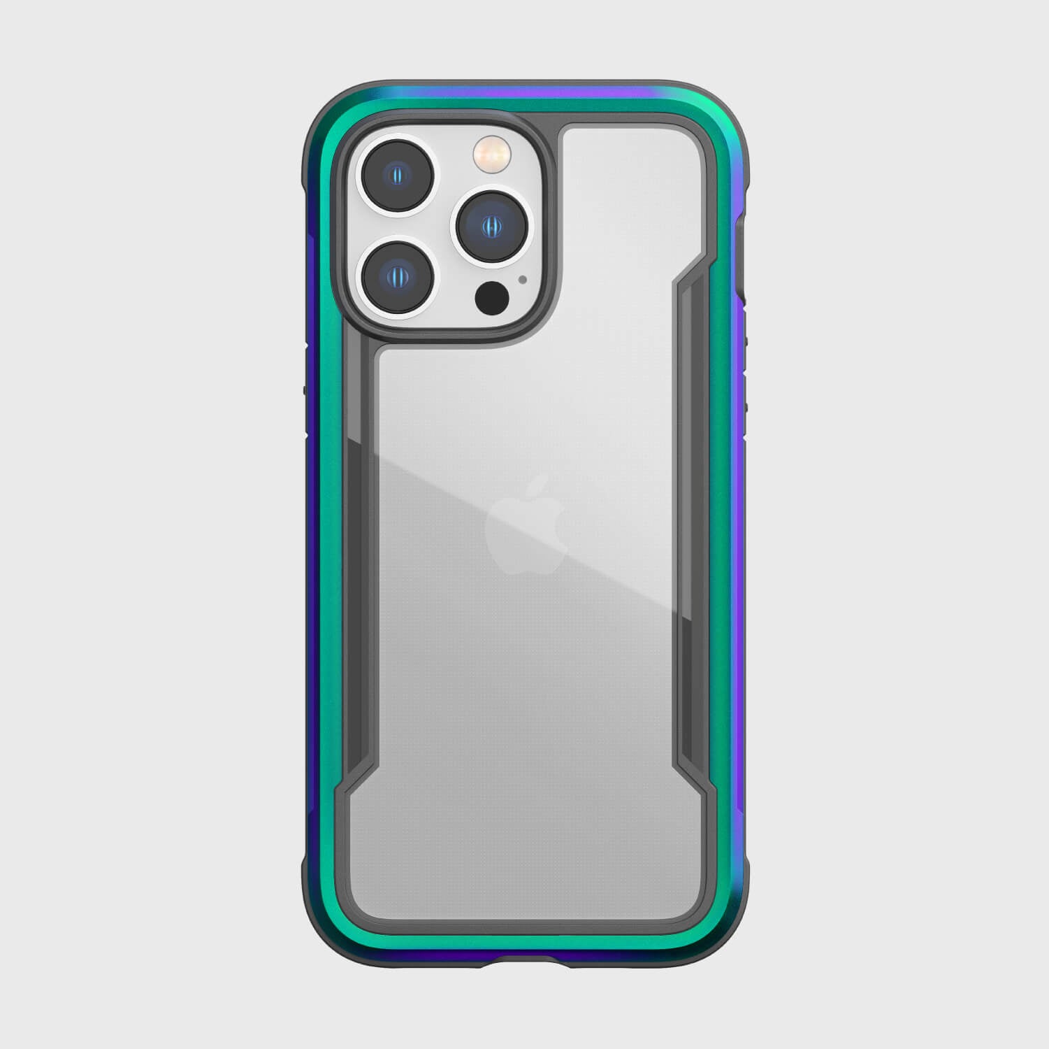 The iPhone 14/15 Pro Max Case - Shield by Raptic is shown in blue and green.