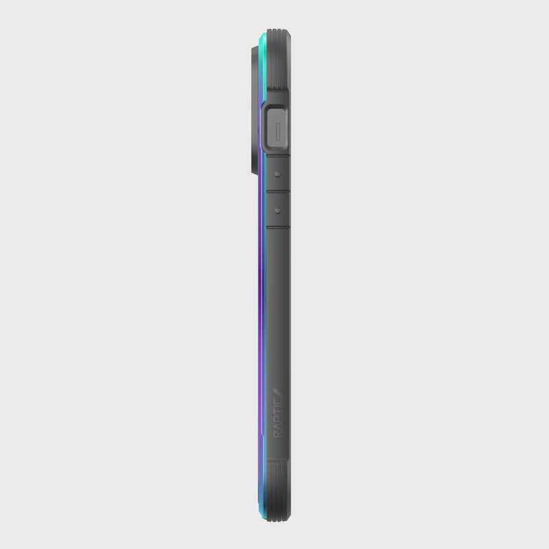 The back view of a black and purple Raptic iPhone 14/15 Pro Max Case - Shield.