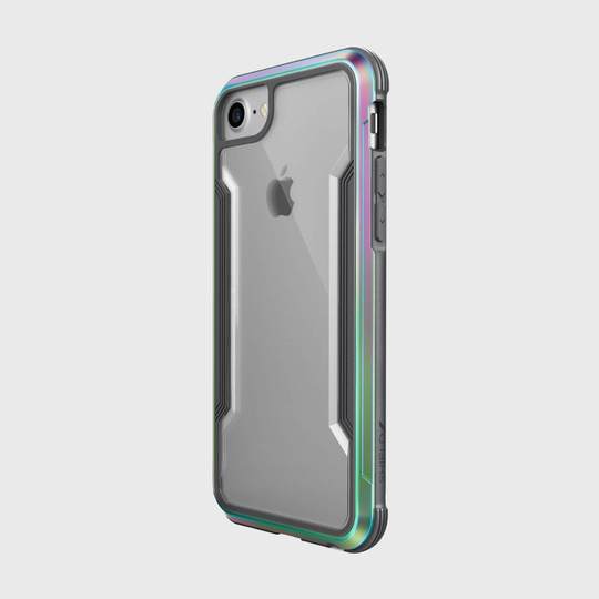 The back of an iPhone SE/8/7 Case - SHIELD with a rainbow colored back.