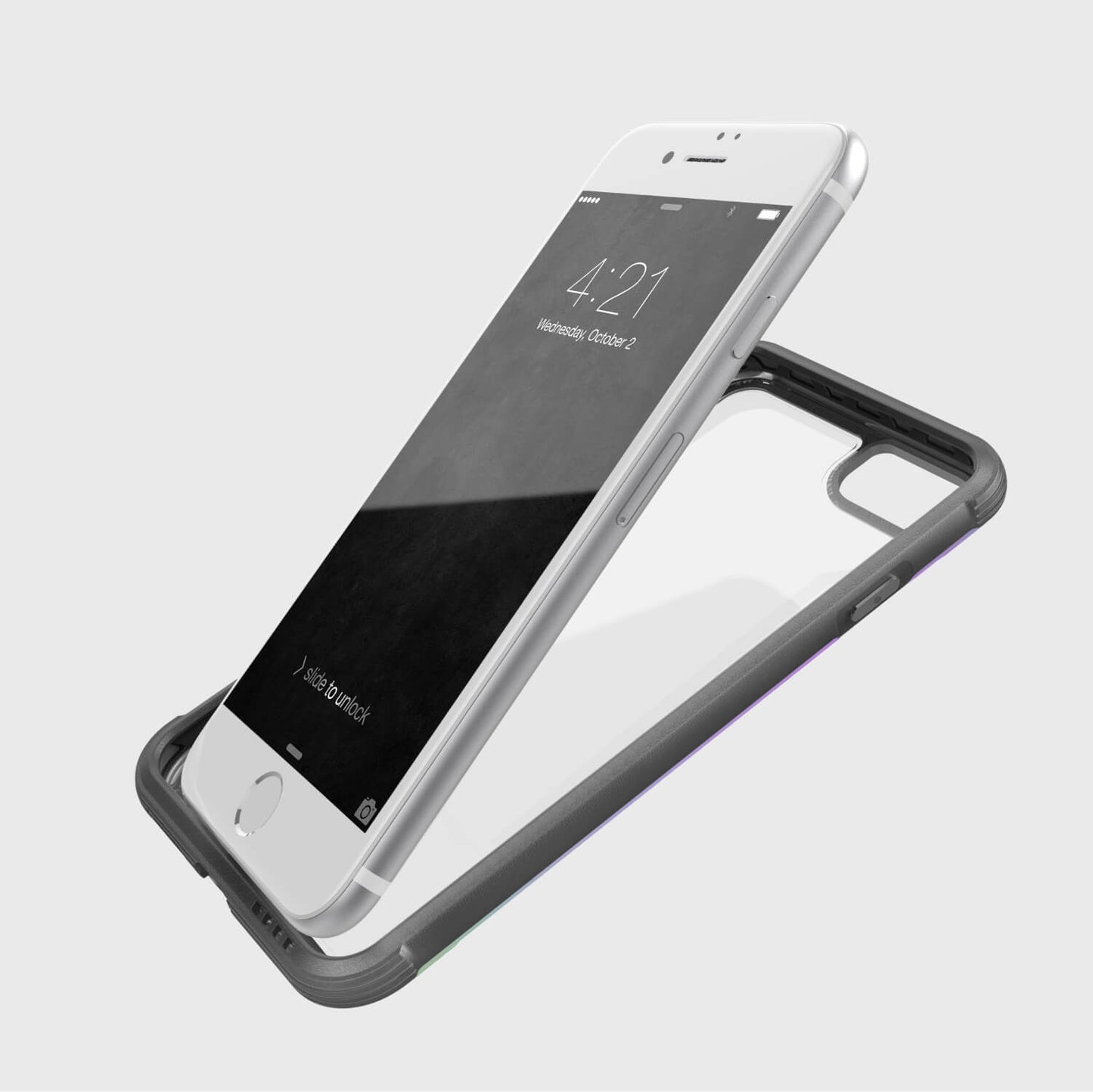 A black iPhone SE/8/7 case with a clear back - Raptic SHIELD.