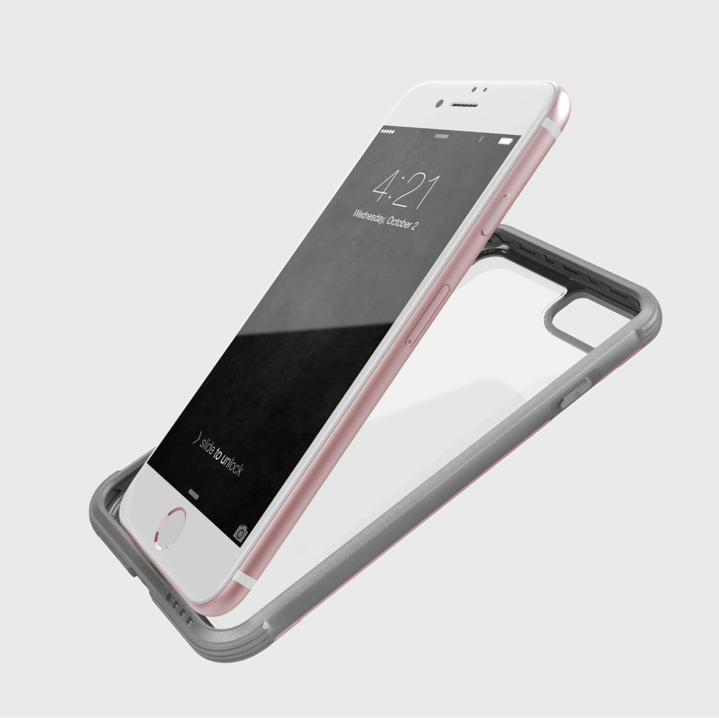 A pink and grey iPhone SE/8/7 Case - SHIELD by Raptic on a white background.