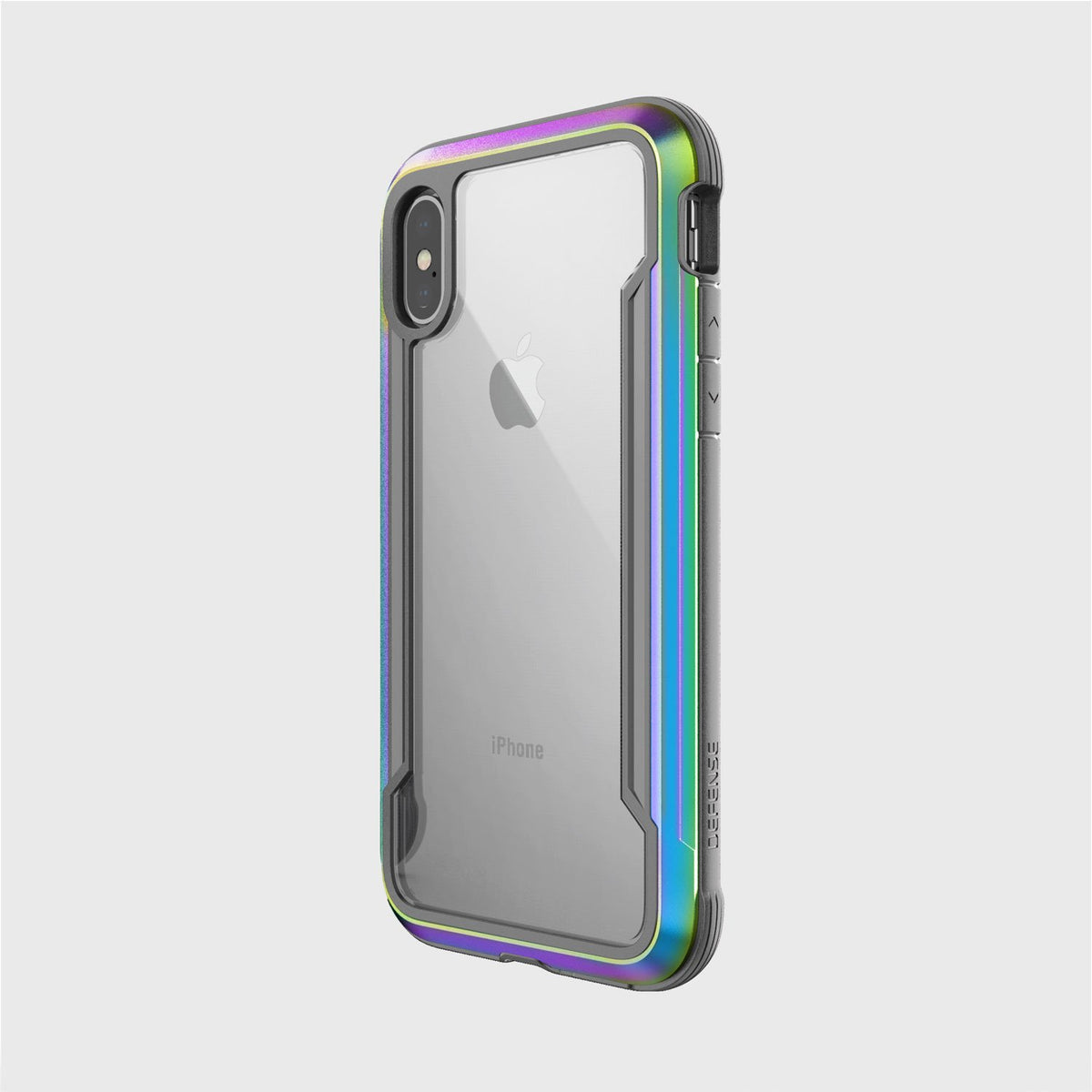 A vibrant iPhone XS Max Case - SHIELD with rainbow colors and drop protection, featuring a Raptic Shield design.