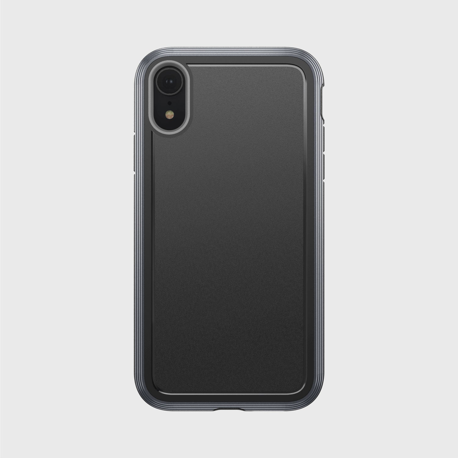 A black ULTRA iPhone XR case providing device protection on a white background by Raptic.