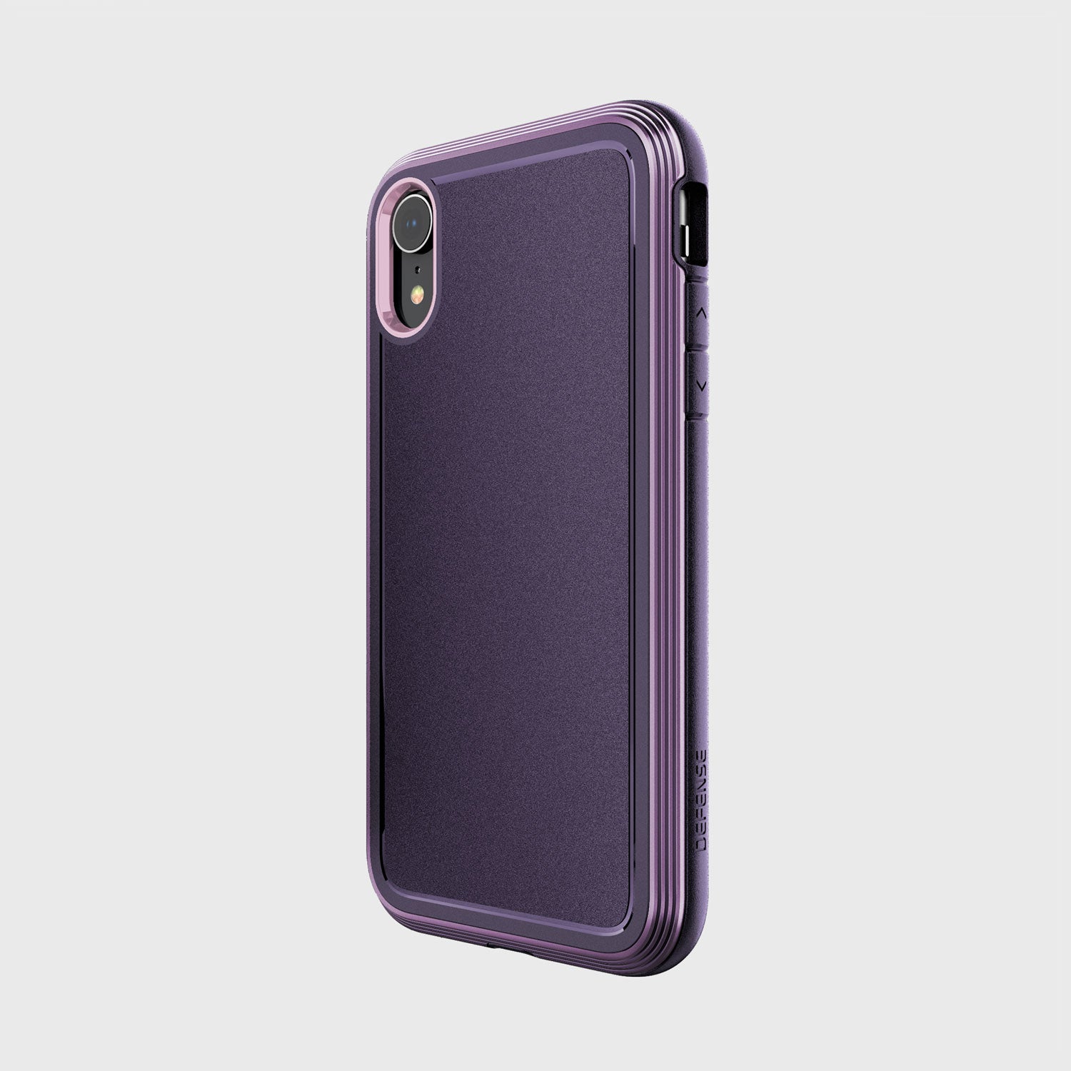 An iPhone XR case in purple, the Raptic ULTRA, providing device protection, displayed on a white background.