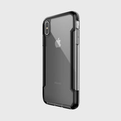 The Raptic iPhone XS Max Case - CLEAR offers military-grade drop protection, fits snugly, and showcases the iconic Apple logo while ensuring anti-yellowing and anti-scratch features.